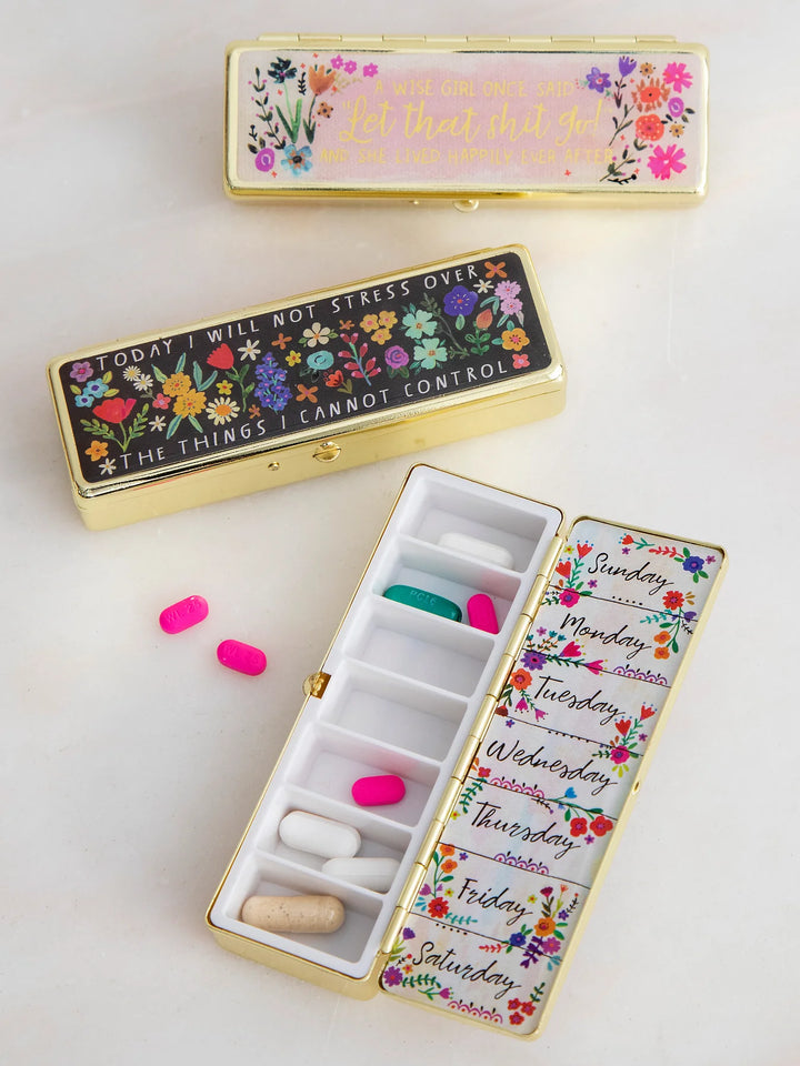 Daily Pill Box Today I Will Floral