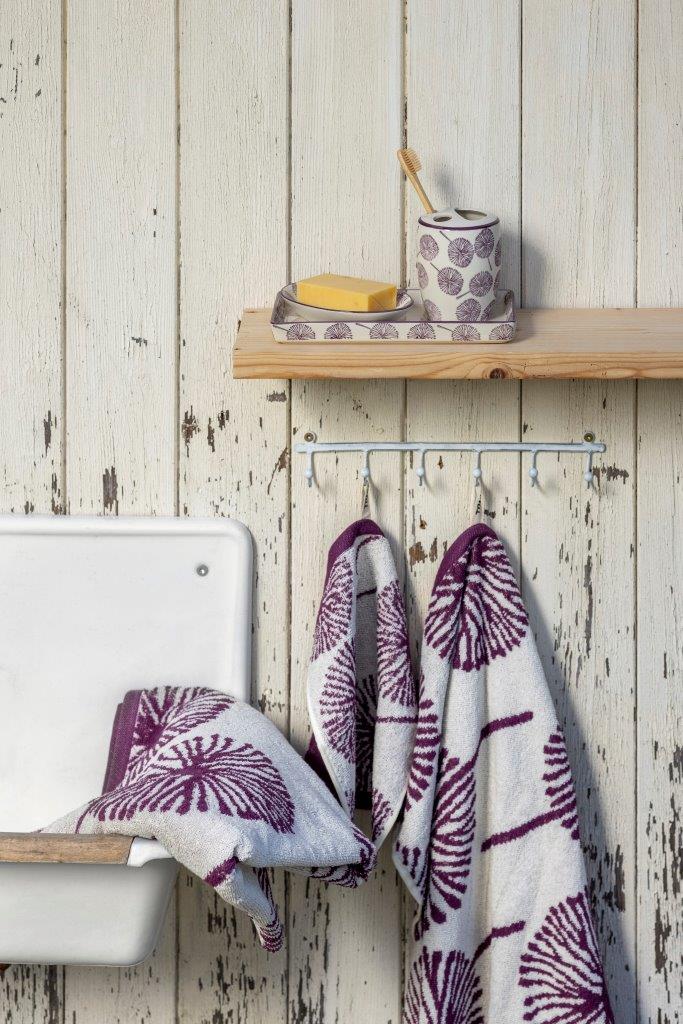 Purple Pom Pom Bathroom Accessories Set